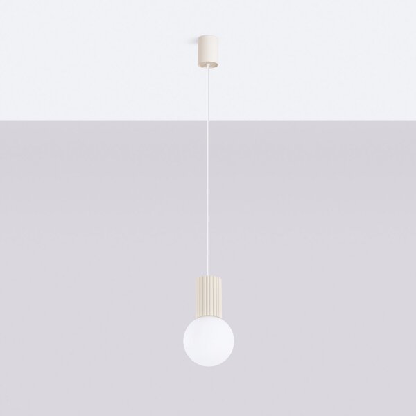 Hängelampe Beige Glas Alu G9 Ø12 cm rund blendarm
