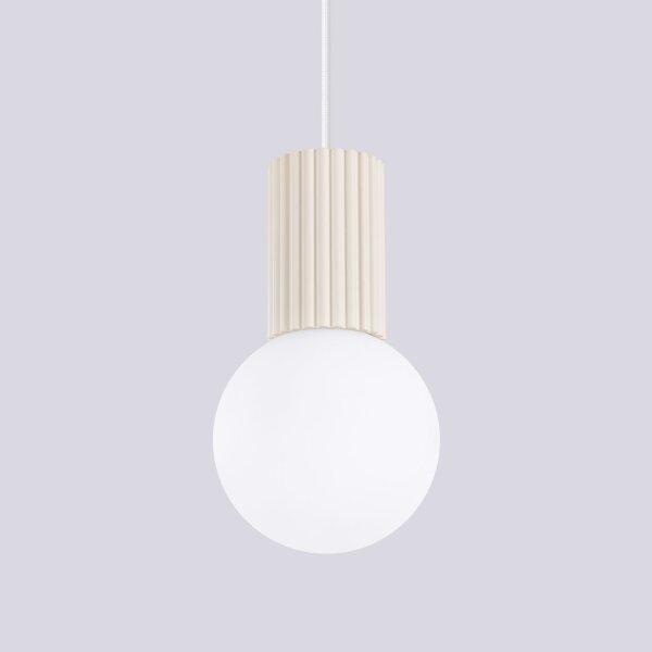 Hängelampe Beige Glas Alu G9 Ø12 cm rund blendarm
