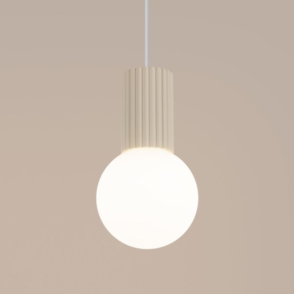 Hängelampe Beige Glas Alu G9 Ø12 cm rund blendarm