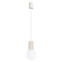 Hängelampe Beige Glas Alu G9 Ø12 cm rund...