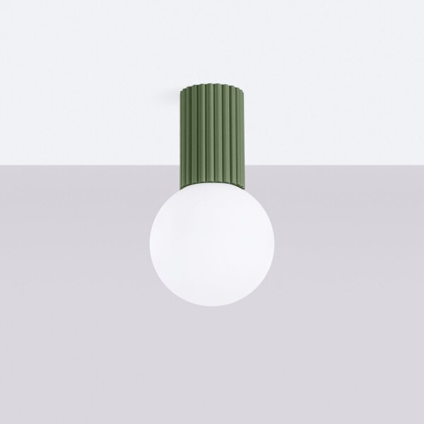 Deckenlampe Bad Oliv Grün IP44 G9 rund Ø12 cm Glas