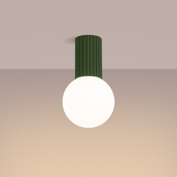 Deckenlampe Bad Oliv Grün IP44 G9 rund Ø12 cm Glas