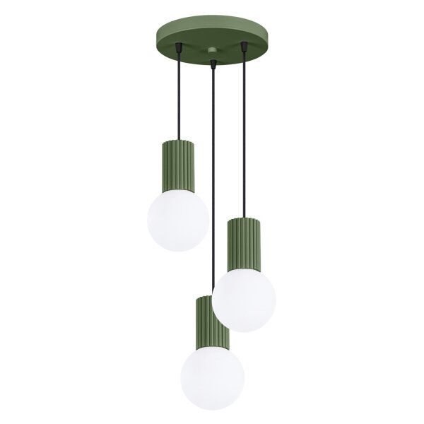 Pendelleuchte Glas Aluminium G9 B:25 cm 3-flmg Olivgrün