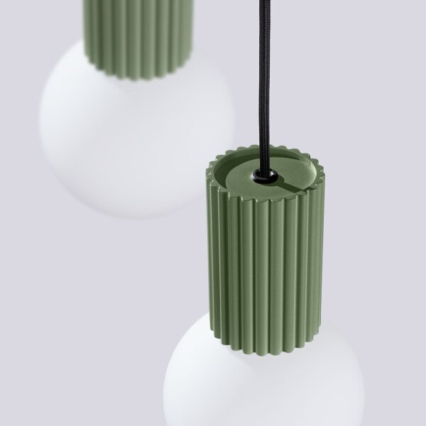 Pendelleuchte Glas Aluminium G9 B:25 cm 3-flmg Olivgrün