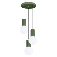 Pendelleuchte Glas Aluminium G9 B:25 cm 3-flmg Olivgr&uuml;n