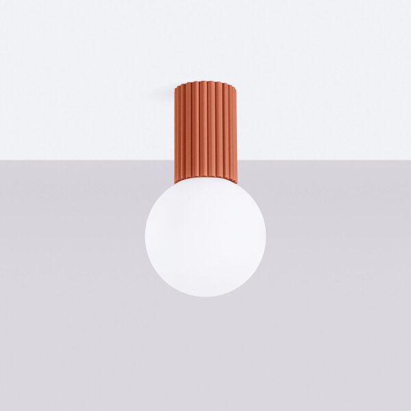 Deckenleuchte Glas G9 IP44 H:21 cm Aluminium Ocker