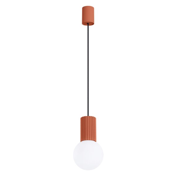 Pendelleuchte Glas G9 Ø12 cm Hängelampe Aluminium Ocker