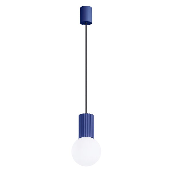 Pendelleuchte Marineblau Glas Alu G9 Ø12 cm blendarm