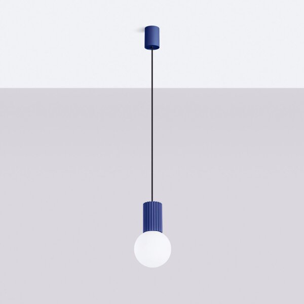 Pendelleuchte Marineblau Glas Alu G9 Ø12 cm blendarm