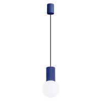 Pendelleuchte Marineblau Glas Alu G9 Ø12 cm blendarm