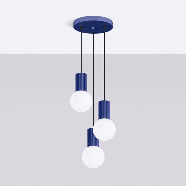 Blendarme Hängelampe Glas Metall G9 L:25 cm Marineblau
