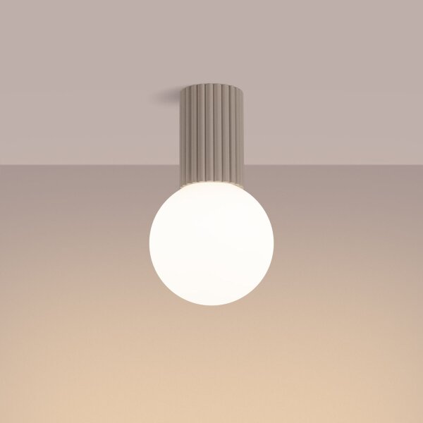 Deckenlampe Badezimmer Taupe IP44 G9 rund Ø12 cm Glas