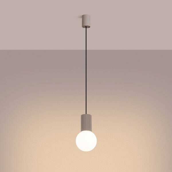 Pendelleuchte Glas blendarm Taupe G9 Ø12 cm Aluminium