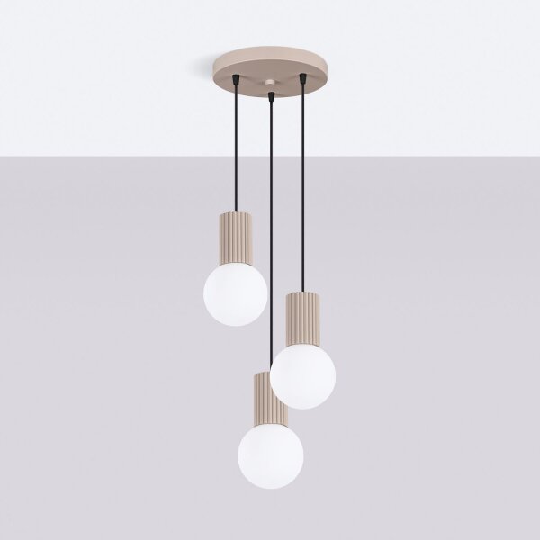 Pendelleuchte Metall Taupe G9 L:25 cm Glas 3-flammig