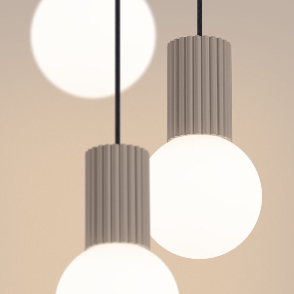Pendelleuchte Metall Taupe G9 L:25 cm Glas 3-flammig