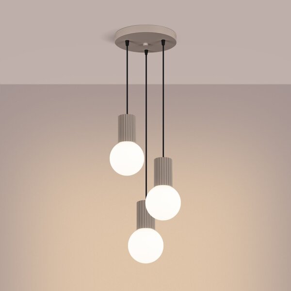 Pendelleuchte Metall Taupe G9 L:25 cm Glas 3-flammig