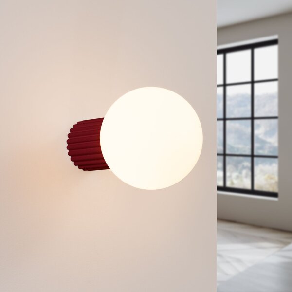 Wandleuchte Glas G9 IP44 H:12 cm Aluminium Burgund