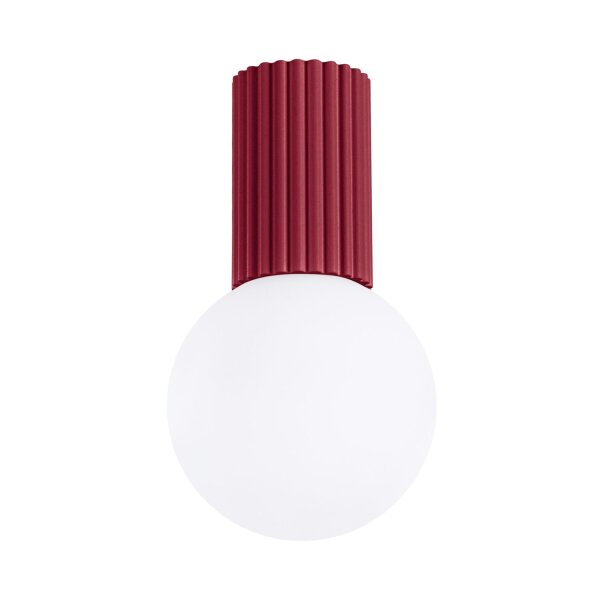 Deckenleuchte Glas G9 IP44 H:21 cm Aluminium Burgund