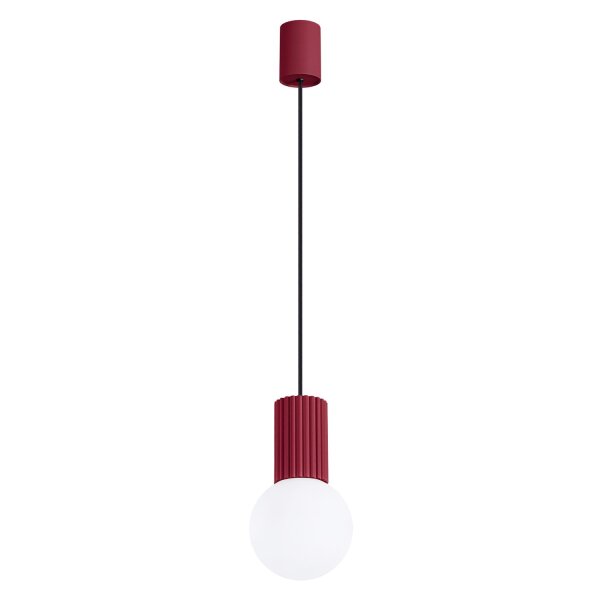 Runde Pendelleuchte Burgund Aluminium Glas G9 Ø12 cm
