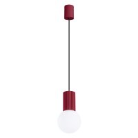 Runde Pendelleuchte Burgund Aluminium Glas G9 Ø12 cm