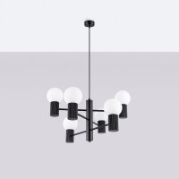 Kronleuchter Aluminium Glas Schwarz G9 B:64 cm 6-flmg