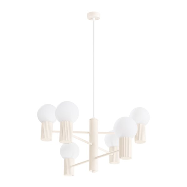 Kronleuchter Aluminium Glas Beige G9 B:64 cm 6-flammig