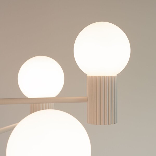 Kronleuchter Aluminium Glas Beige G9 B:64 cm 6-flammig