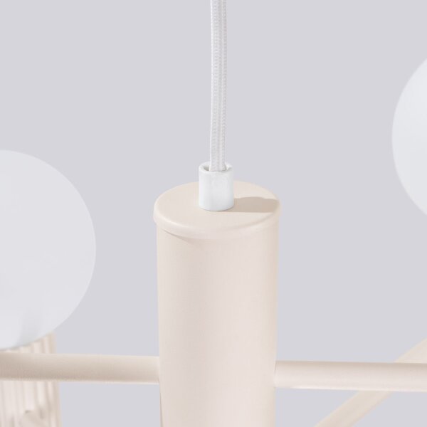 Kronleuchter Aluminium Glas Beige G9 B:64 cm 6-flammig