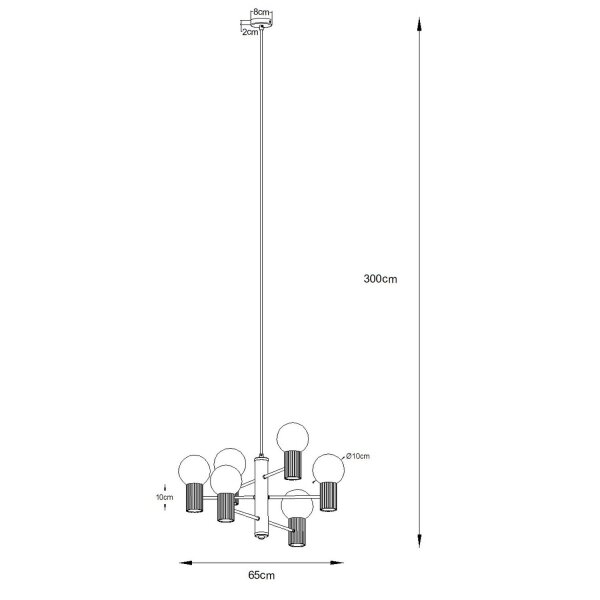 Kronleuchter Aluminium Glas Beige G9 B:64 cm 6-flammig