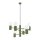 Kronleuchter Olivgrün Aluminium Glas Kugeln G9 L:64 cm