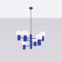 Kronleuchter Marineblau Aluminium Glas G9 6-flammig