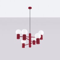 Kronleuchter Aluminium Glas G9 6-flmg L:64 cm Burgund