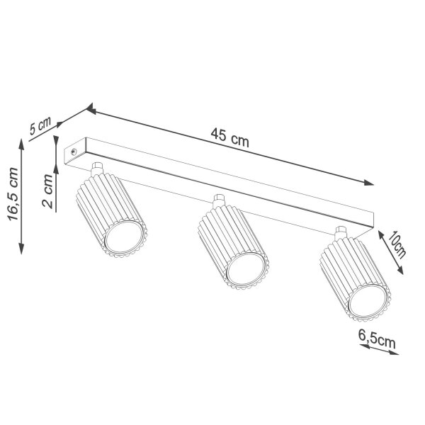 Deckenstrahler 3-flammig verstellbar 45 cm GU10 Taupe