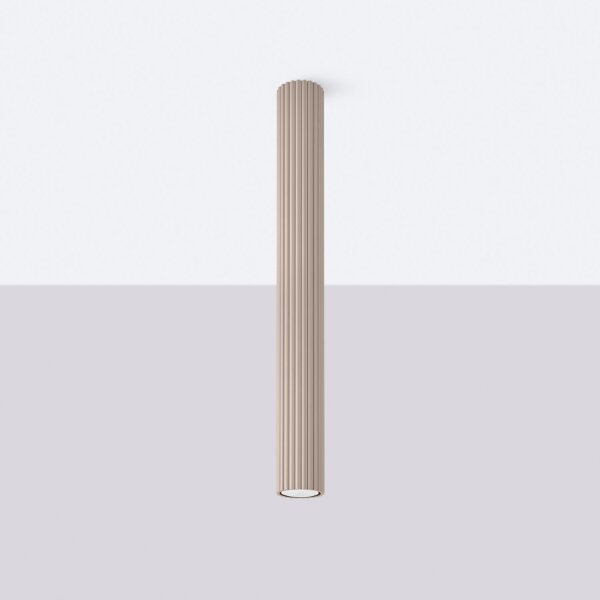 Deckenleuchte Aluminium Taupe Riffel GU10 Ø6,5 cm rund