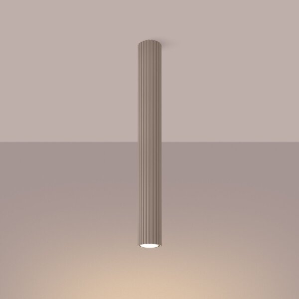 Deckenleuchte Aluminium Taupe Riffel GU10 Ø6,5 cm rund