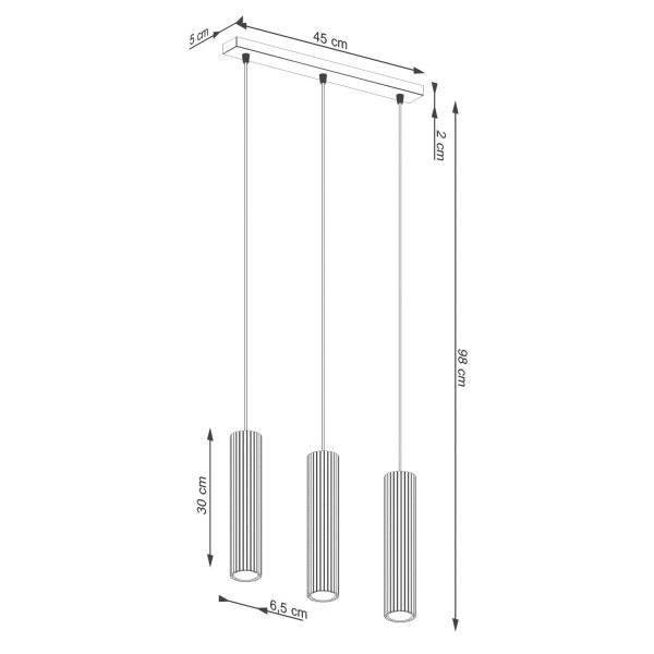 Pendelleuchte Aluminium Taupe GU10 45 cm 3-flammig
