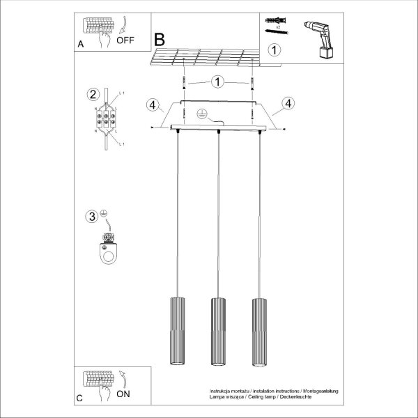 Pendelleuchte Aluminium Taupe GU10 45 cm 3-flammig