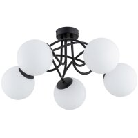 Deckenlampe Glas Metall 51 cm Schwarz Weiß 5x E14...