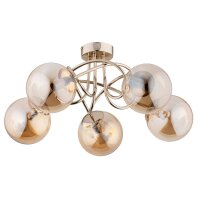 Deckenleuchte Rauchglas Metall 51 cm Gold E14 Retro...