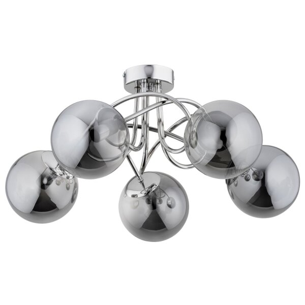 Deckenlampe Rauchglas Metall 51 cm E14 5-flammig Retro