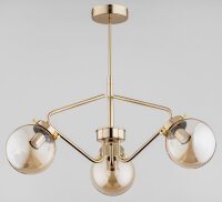 Deckenleuchte Rauchglas Metall 56 cm Gold E14 3-flammig...