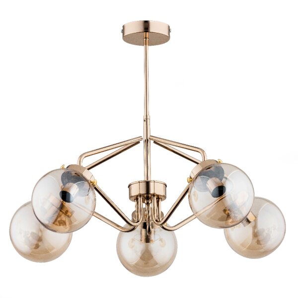 Deckenlampe Metall Rauchglas Gold 58 cm Retro Design