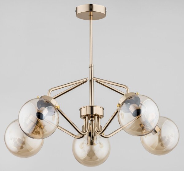 Deckenlampe Metall Rauchglas Gold 58 cm Retro Design