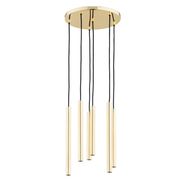 Hängelampe Metall Gold 30 cm, max. 85 cm, 6x G9 Modern