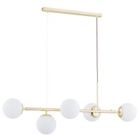 H&auml;ngeleuchte Gold Wei&szlig; 100 cm E14 5-flammig...