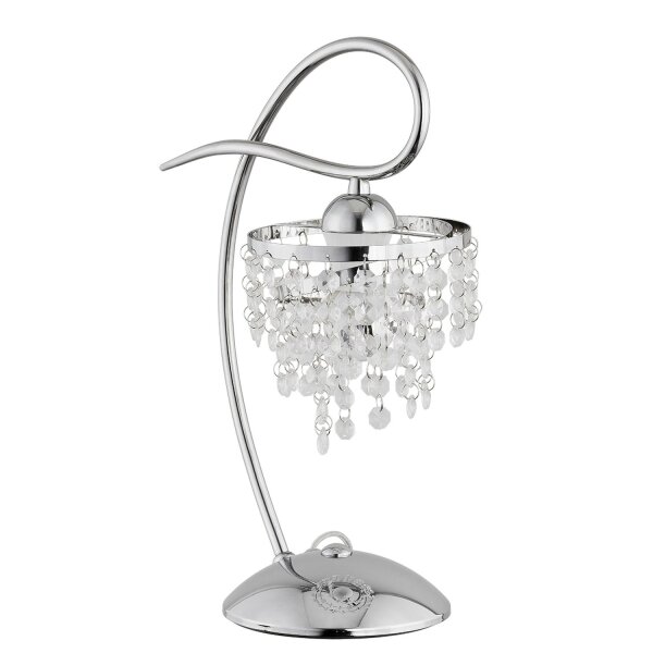 Tischlampe Metall Kristall 37 cm E14 Chrom Modern