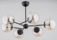 Deckenleuchte Rauchglas Metall 70 cm 6-flammig Schwarz...
