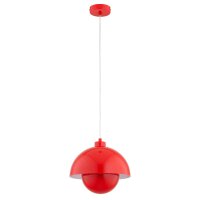 H&auml;ngelampe rund 27 cm Rot E27 Glas Metall Retro Design