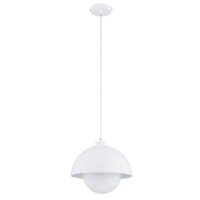H&auml;ngelampe Wei&szlig; Metall Glas E27 Retro Design...