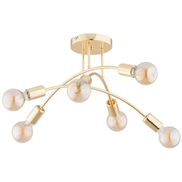 Deckenlampe Metall 55 cm Gold 6-flammig E27 Retro